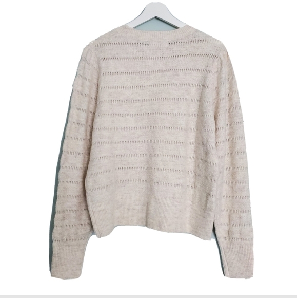 NEW Elodie Ivory Textured Crew Neck Knit Sweater - Picture 3 of 5